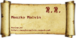 Meszko Malvin névjegykártya